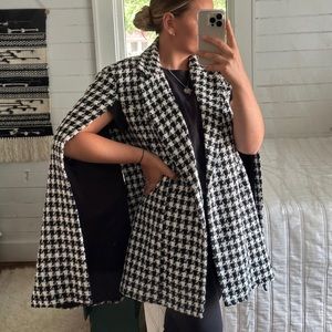 Houndstooth Cape Blazer